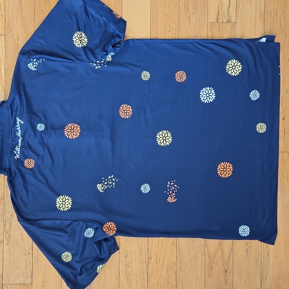 William Murray Polo Shirt Mens Medium Blue Floral Print Golg Casual - Picture 8 of 10